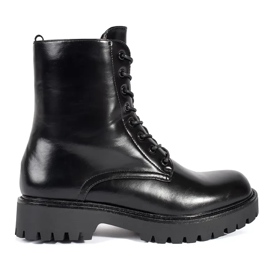 Seastar Fekete női munkáscsizma, sima, fűzős