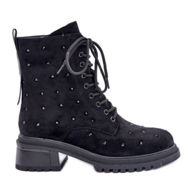 S.Barski Díszített női szigetelt munkáscsizma D&amp;A MR880-017 fekete