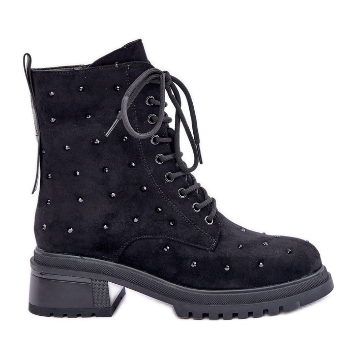 S.Barski Díszített női szigetelt munkáscsizma D&amp;A MR880-017 fekete