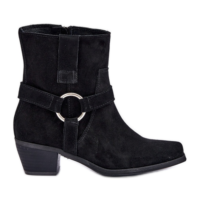 Természetes velúr magas sarkú csizma Zazoo 3444/2 fekete