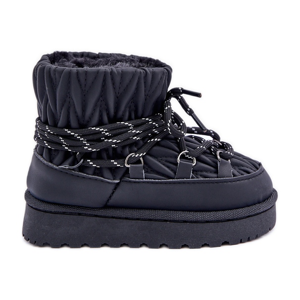 Vastag szőrrel szigetelt gyerek hócsizma, fekete