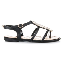 Vices Stílusos szandál gyöngyökkel fekete