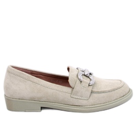 Klasszikus velúr mokaszinok zöld díszítéssel