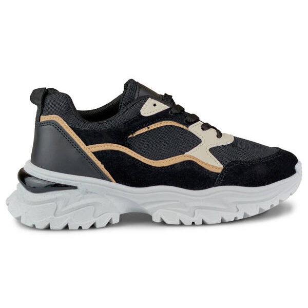 Női tornacipő vastag talppal, fekete 9062-B