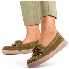 Női bőr mokaszin khaki-zöld Goodin GD-SW4005KH