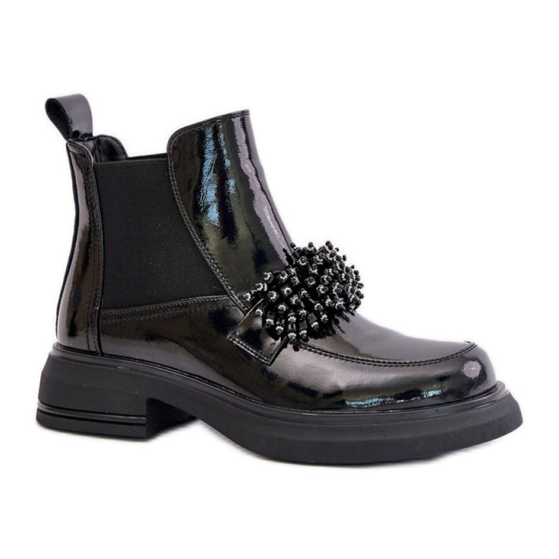 Női csizma díszítéssel 24BT15-7453 fekete