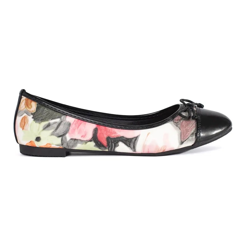 Női virágos balettlakások masnival fekete