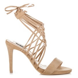 Vices Velúr magassarkú, kötéssel bézs