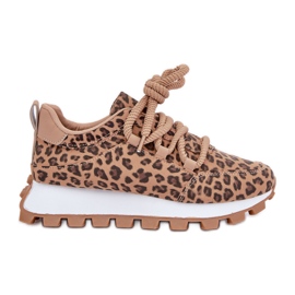 Barna Leopard Sneakers Platform sportcipő bézs
