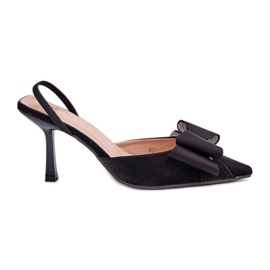 Fekete szövet magassarkú masnival