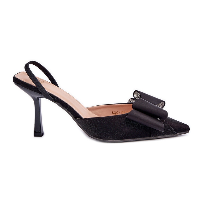 Fekete szövet magassarkú masnival