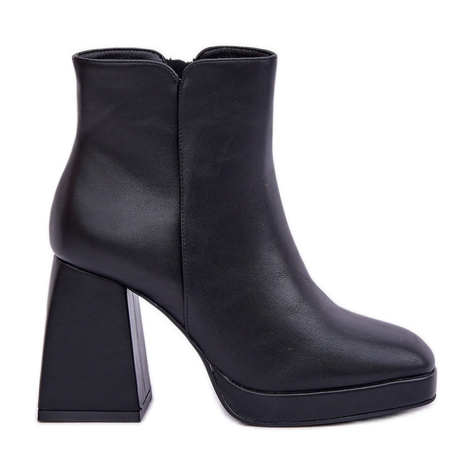 Eco bőr fekete magas sarkú bokacsizma
