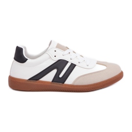 Női alacsony tornacipő Eco bőrből, fehér és fekete Navidemi