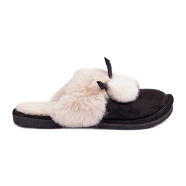 Női bundás papucs, fekete