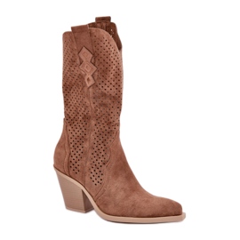 Barna cowboy csizma áttört felsőrésszel