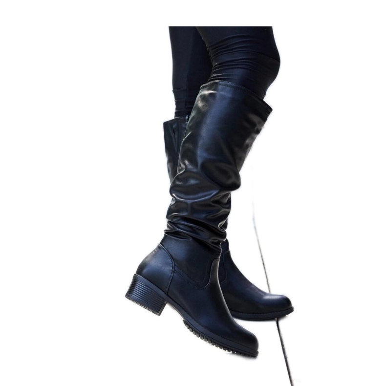 Fekete ráncos Angelico csizma - Solea