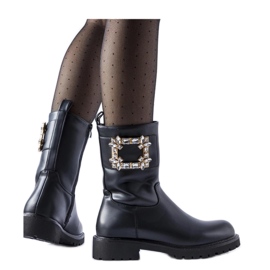 Fekete, Wagner - Solea cirkóniákkal díszített bokacsizma