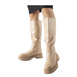 Bézs lapos, klasszikus Christien csizma - Solea