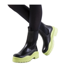 Fekete bokacsizma zöld talppal Nester - Solea