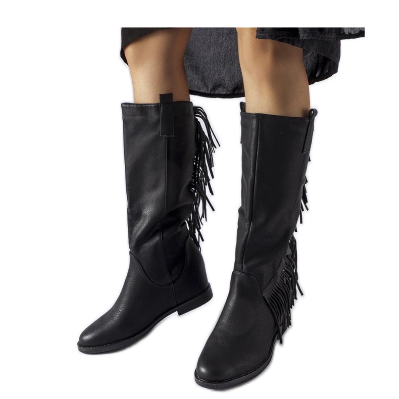 Fekete Giorgia - Solea borítású ékcsizma