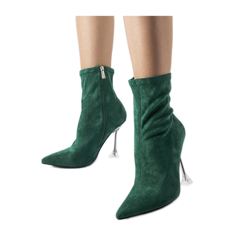 Zöld bokacsizma dekoratív sarokkal