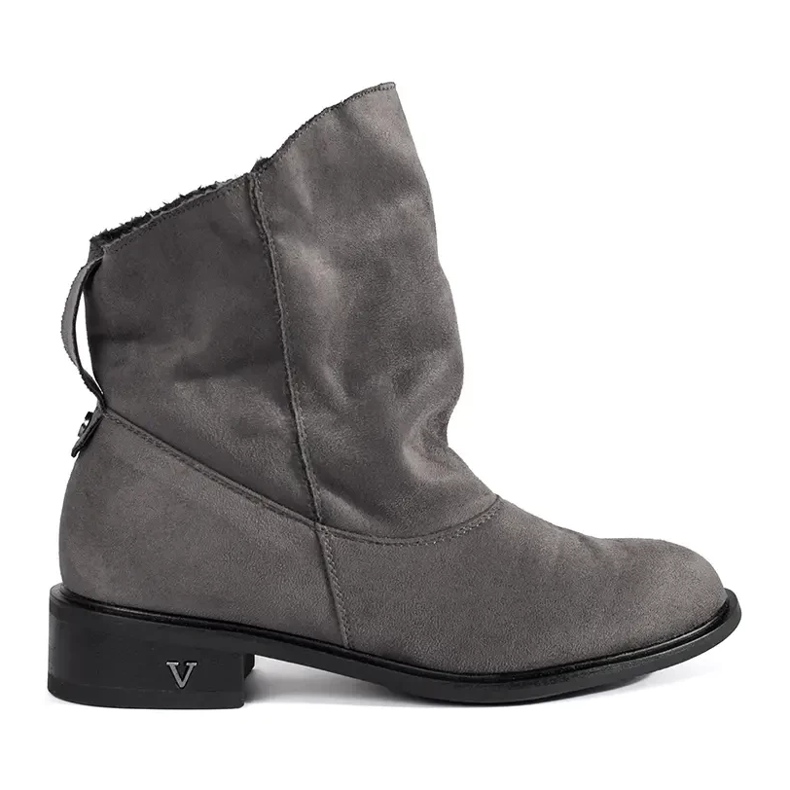 Shelvt Szürke bokacsizma fodros felsőrésszel