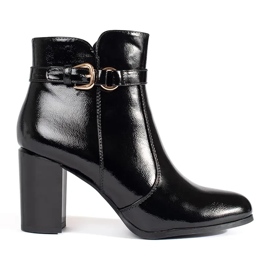 Fekete lakkozott magas sarkú bokacsizma Sergio Leone-tól