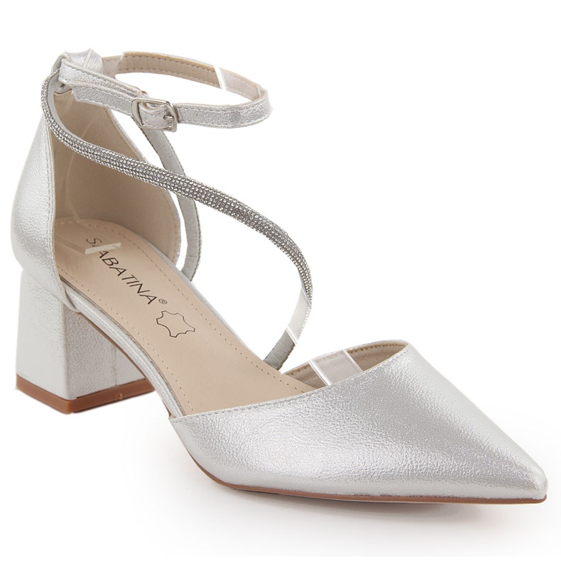 Ezüst Sabatina női hegyes szandál cirkóniával