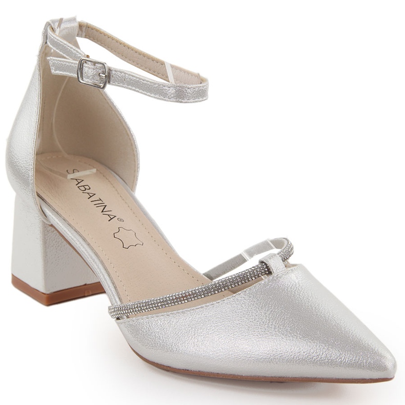 Ezüst Sabatina női hegyes szandál cirkóniával
