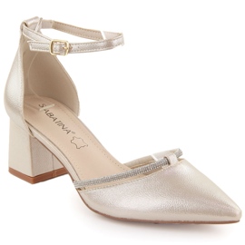 Női hegyes szandál arany Sabatina cirkóniákkal aranysárga