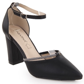 Fekete Sabatina női magas sarkú szandál cirkóniával