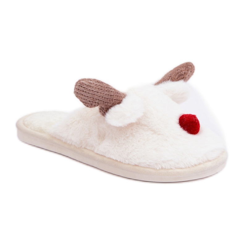 Női papucs rénszarvas motívummal fehér