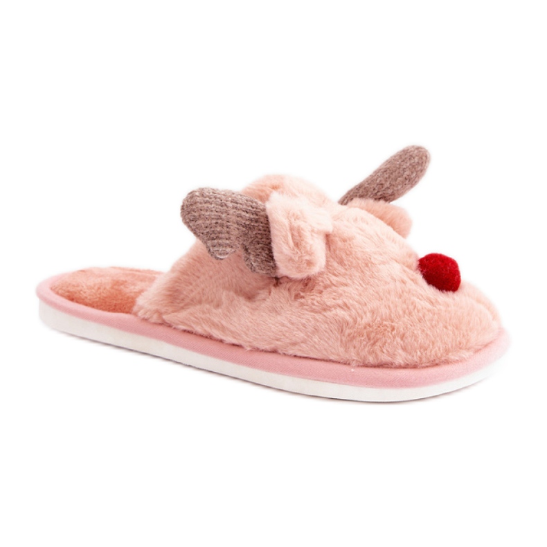 Női papucs rénszarvas motívummal rózsaszín