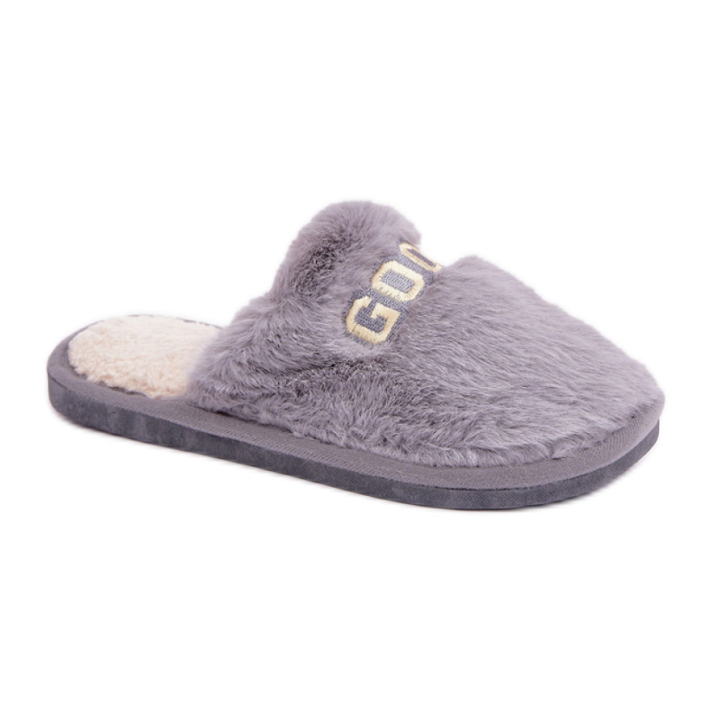 Puha szőrméből készült női papucs szürke