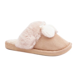 Női papucs puha bundával bézs