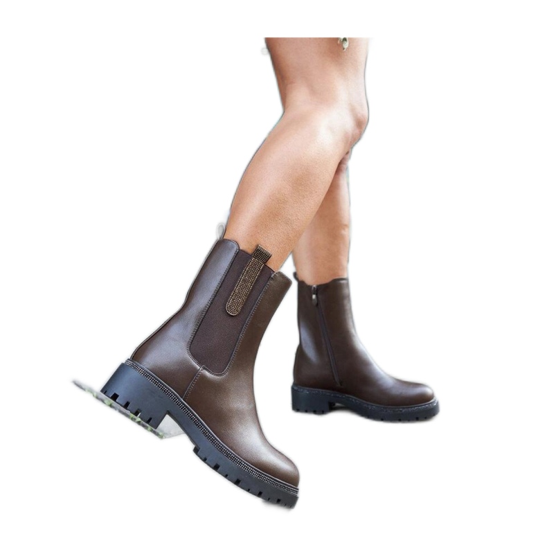 Barna, cirkóniával díszített magas csizma Barna, cirkóniával díszített magas csizma