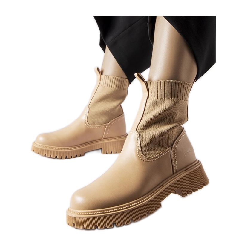 Bézs színű öko-velúr csizma Big Star