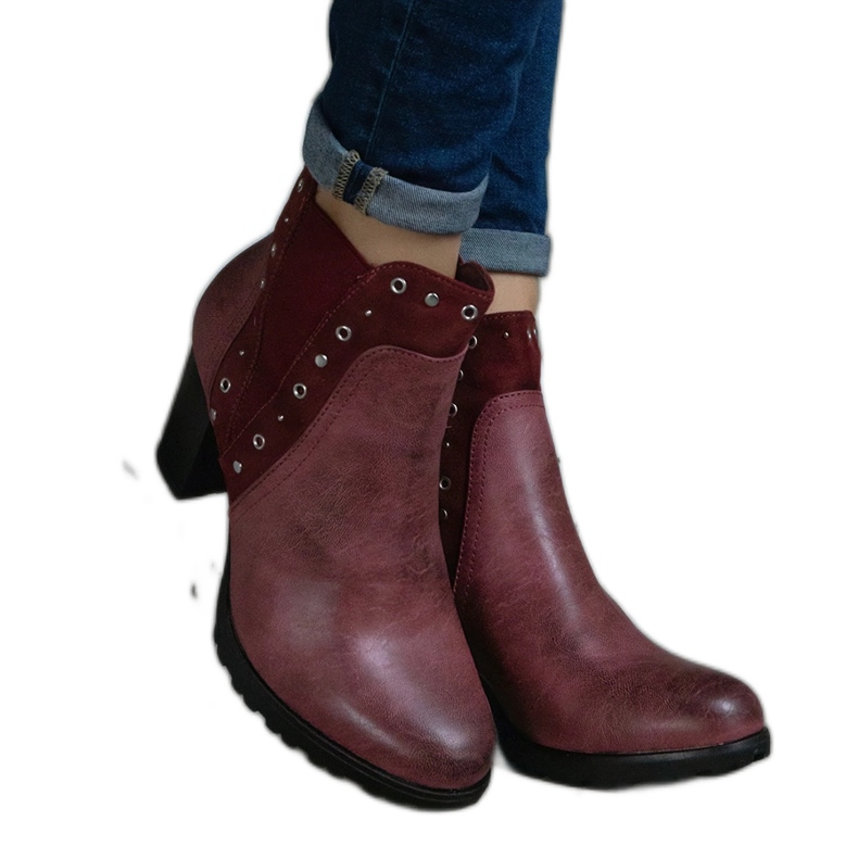 Bordó hőszigetelt bokacsizma piros