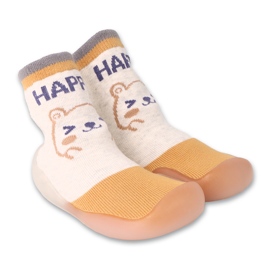 Befado sárga/bézs babacipő 002P080 állatmotívummal