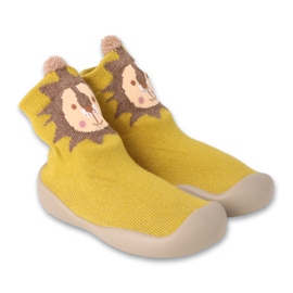 Befado sárga/barna babacipő 002P077 állatmotívummal