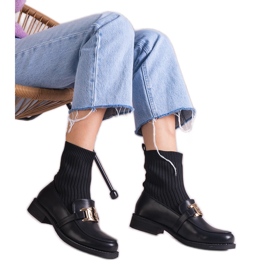 Fekete bokacsizma szövet felsőrésszel