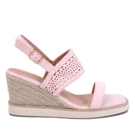 OpenWork Espadrilles egy rózsaszín ékön OpenWork Espadrilles egy rózsaszín ékön