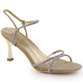 Potocki Női magassarkú cirkónium szandál, arany LE20326 aranysárga