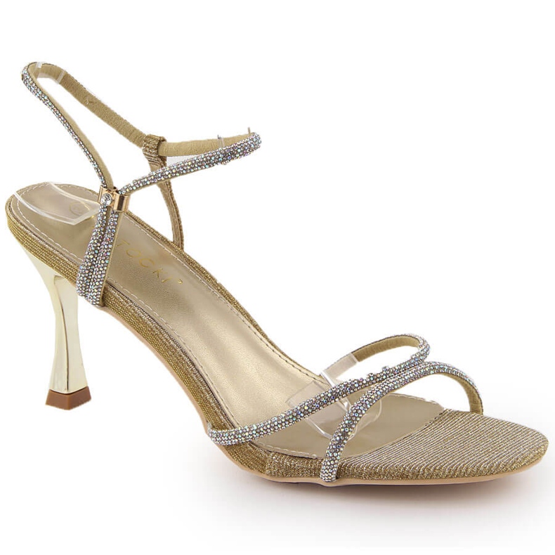 Potocki Női magassarkú cirkónium szandál, arany LE20326 aranysárga