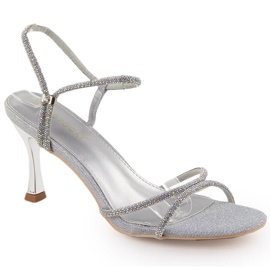 Potocki Női ezüst magas sarkú szandál cirkóniákkal LE20326 Potocki Női ezüst magas sarkú szandál cirkóniákkal LE20326