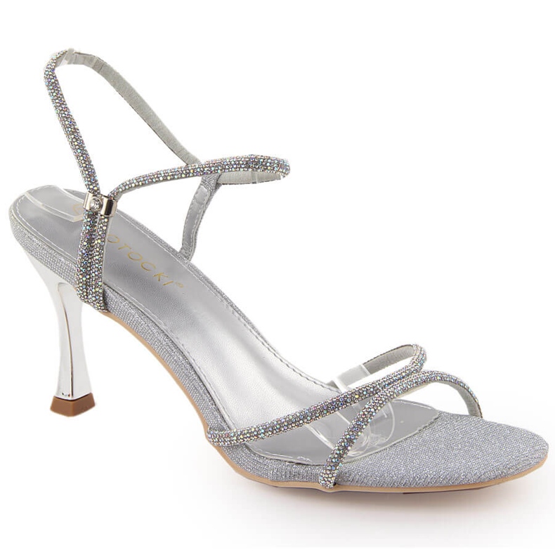 Potocki Női ezüst magas sarkú szandál cirkóniákkal LE20326