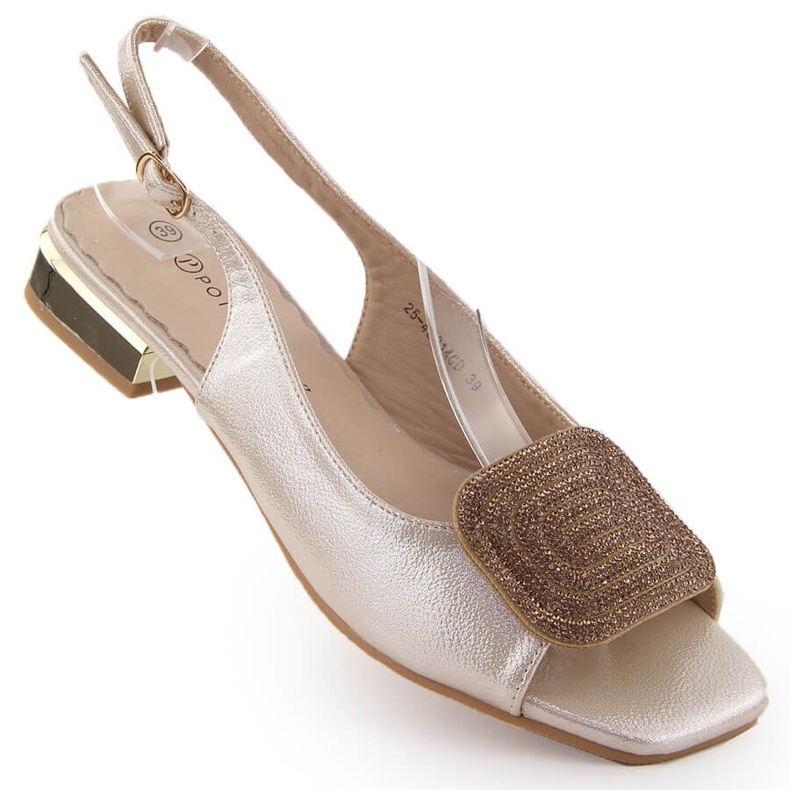 Elegáns női szandál arany cirkon díszítéssel Potocki WS43314 aranysárga