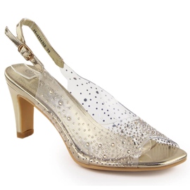 Női átlátszó magas sarkú szandál arany cirkóniákkal Potocki WS43317 aranysárga Női átlátszó magas sarkú szandál arany cirkóniákkal Potocki WS43317 aranysárga