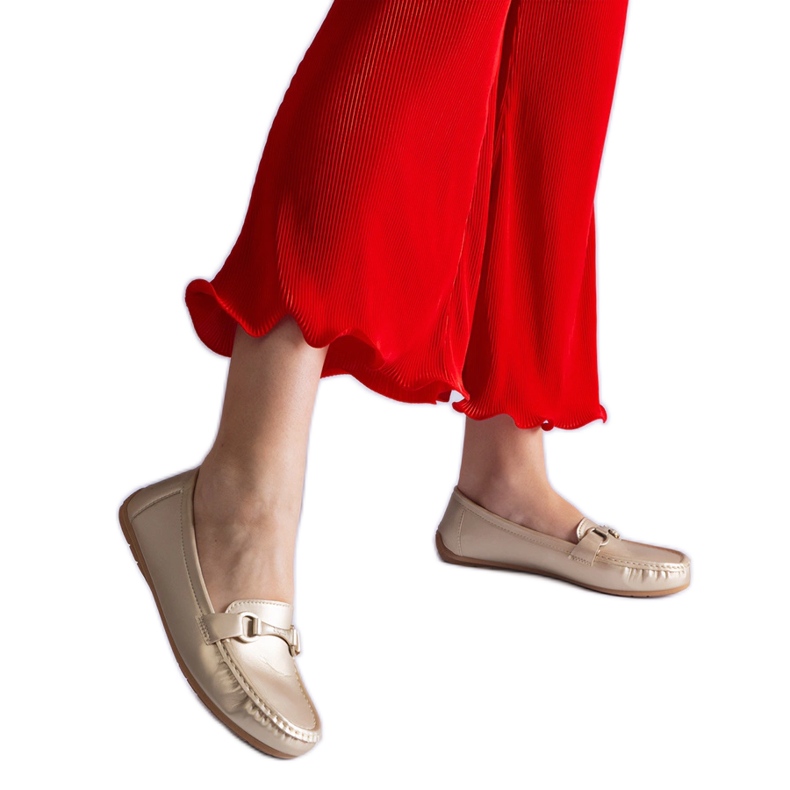 Arany klasszikus öko loaferek fém bőr aranysárga