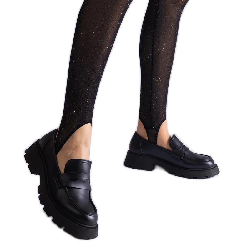 Fekete színű női mokaszinok öko bőrből